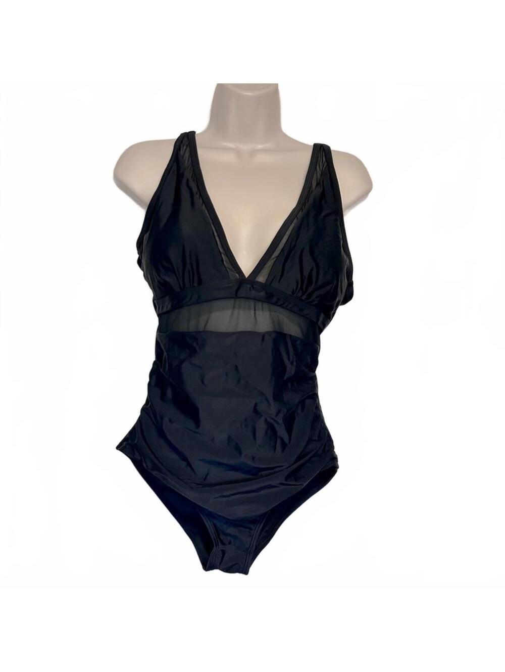 Black Tan-Through Mesh Ladies One Piece Swimsuit | NWOT ~ size Large NEW